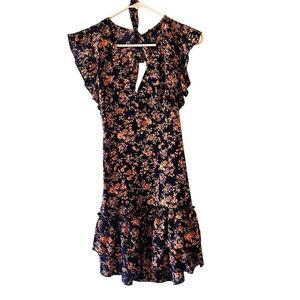 Romantic Floral Ruffle Mini Dress Size Small